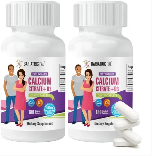 Vista 10 de BariatricPal Citrato de calcio fácil de tragar (600 mg) y comprimidos recubiertos con D3 (suministro para 30 días)