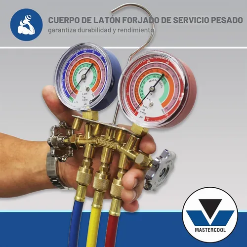 Vista 3 de Mastercool 59136 R22/R404A Juego de manómetros de latón de 2 vías