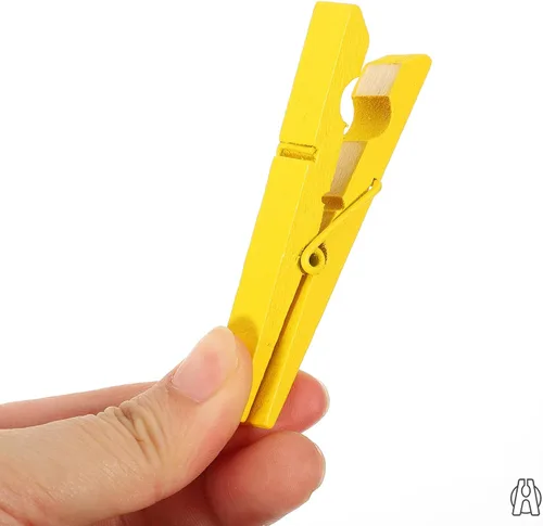 Vista 2 de Zerodeko Clavijas de ropa 30 unids pinzas de madera para ropa, pinzas para ropa, pinzas de ropa amarillas de madera
