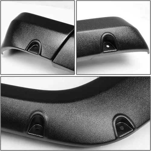 Vista 3 de DNA Motoring WF-81013-MBK - 4 guardabarros de rueda con diseño remachado de bolsillo, color negro Negro mate