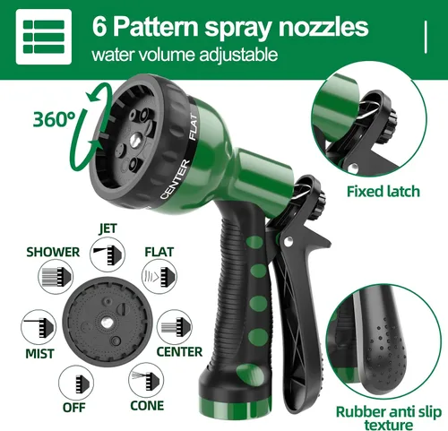 Vista 7 de SPECILITE Manguera de jardín en espiral ligera de 3/8", 50 pies, tubos de agua flexibles curvos de EVA con boquilla de pulverización de 6 patrones