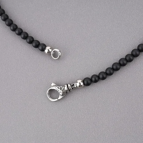 Vista 6 de COAI Collar con cuentas de piedra de ojo de tigre de ónix mate