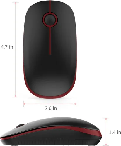 Vista 6 de VssoPlor Ratón inalámbrico, 2.4G Slim Portable Computer Ratones con Nano Receptor para Notebook, PC, Laptop, Computadora - Negro Gris + Negro Vino
