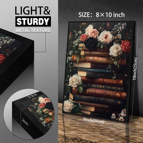 Vista 2 de Pósteres de Lienzo de Libros de Academia Oscura Carteles de Arte de Pared Botánico Floral de Ambiente Sombrío Pintura al Aceite Vintage Antigua