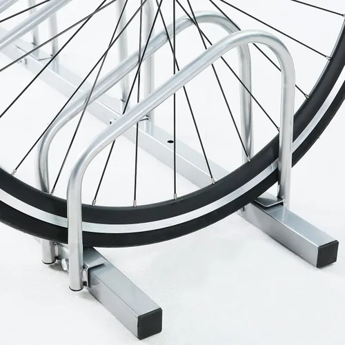 Vista 4 de SDADI 4 Bicicletas De Piso De La Bicicleta De Parking Rack De Soporte De Almacenamiento Ajustable Interior - Plata
