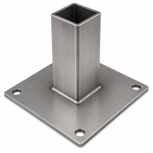 Vista 4 de JM - Placa base de acero resistente de 8 x 8 pulgadas, 4 agujeros con 5/8 pulgadas de diámetro, esquinas redondeadas (1)