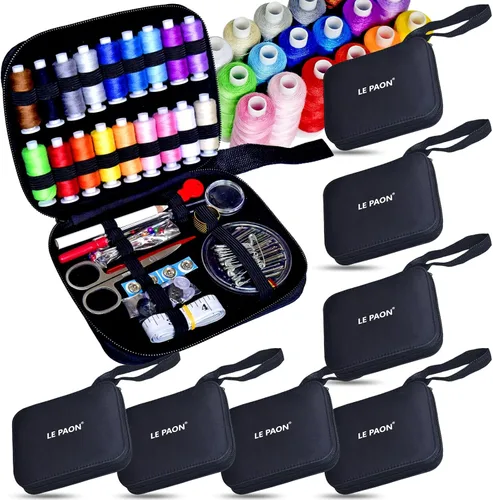 Vista 16 de Kit de costura con estuche, suministros de costura portátiles para el hogar, viajero, adultos, principiantes, emergencia, contiene 18 hilos
