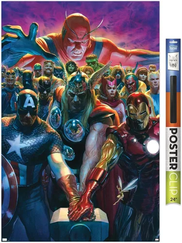 Vista 19 de Trends International - Póster de pared, diseño de los Vengadores de Marvel Comics #10, 14.725" x 22.375", versión enmarcada de Barnwood