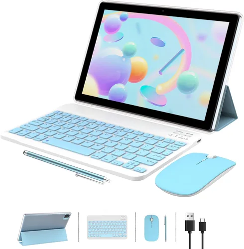 Vista 11 de Tableta 2 en 1 10 pulgadas Android 15 Tablets con teclado 64 GB ROM 8 GB RAM Soporte 1TB expansión 10.1 "Tablet incluye Ratón Stylus Tab 8MP+2MP
