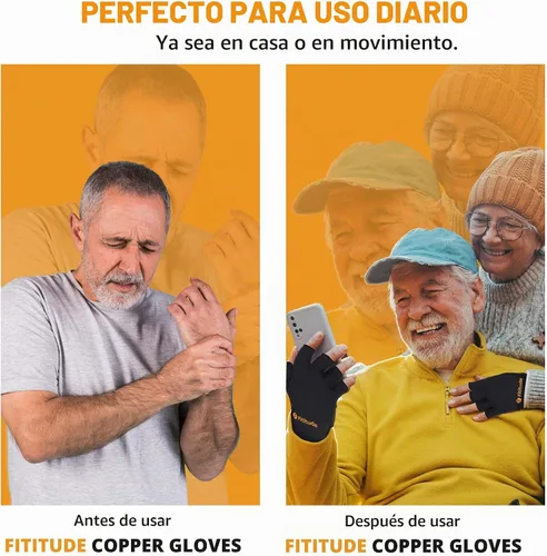 Vista 7 de Fititude Half Finger Compression Gloves with Copper Infusion for Arthritis Pain Relief and Swelling Support