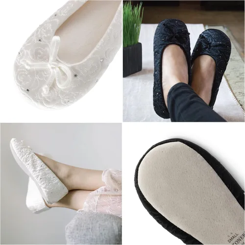 Vista 5 de Isotoner Women's Ballerina Slippers with Terry Lined and Rose Quilt Ballet Flat