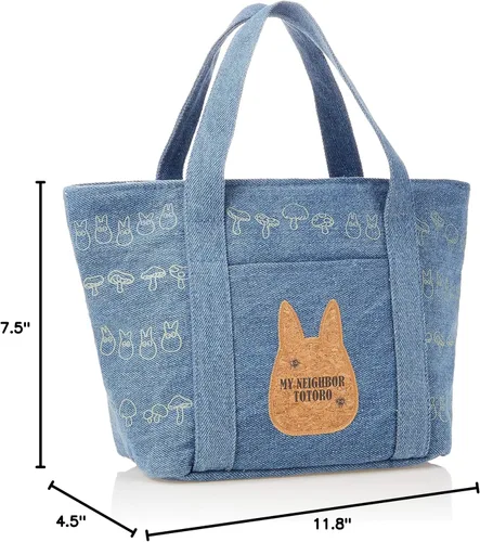 Vista 6 de Skater KBCO3 Denim My Neighbor Totoro Ghibli - Bolsa aislante con bolsillo de corcho
