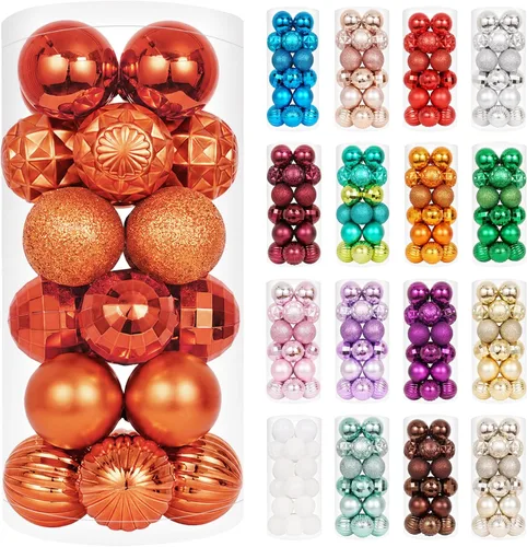 Vista 28 de XmasExp Juego de 24 mini esferas de Navidad inastillables para bolas de árbol de Navidad, 1.18 pulgadas (negro)
