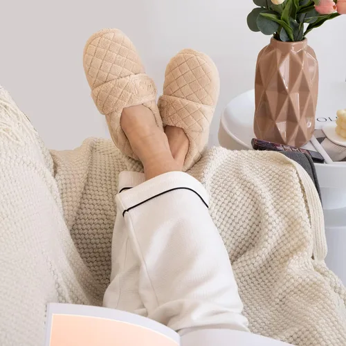 Vista 6 de LazyStep Pantuflas de interior ajustables con espalda cerrada para mujer con espuma viscoelástica acogedora y rizo en todo el cuerpo