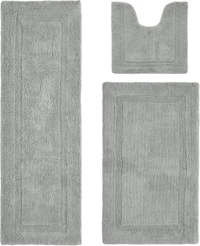 Vista 523 de Better Trends - Juego de 2 alfombras de baño 100% algodón, extra suaves, con borlas, de 17" x 24", alfombra de baño superabsorbente y reversible