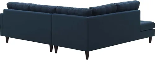 Vista 4 de Modway EEI-2798-AZU Empress Sofá seccional moderno de tela tapizada de mediados de siglo orientado a la izquierda en azul