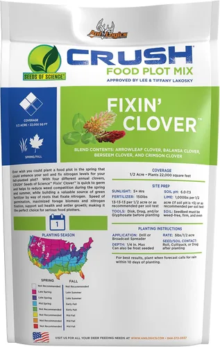 Vista 2 de Crush Fixin' Clover Deer - Semilla de parcela de comida para siembra de primavera u otoño, 4 variedades anuales de trébol de crecimiento rápido