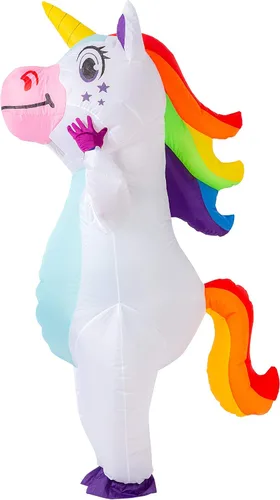 Vista 5 de Spooktacular Creations Disfraz inflable para adulto, cuerpo completo montando un unicornio para fiesta inflable de Halloween