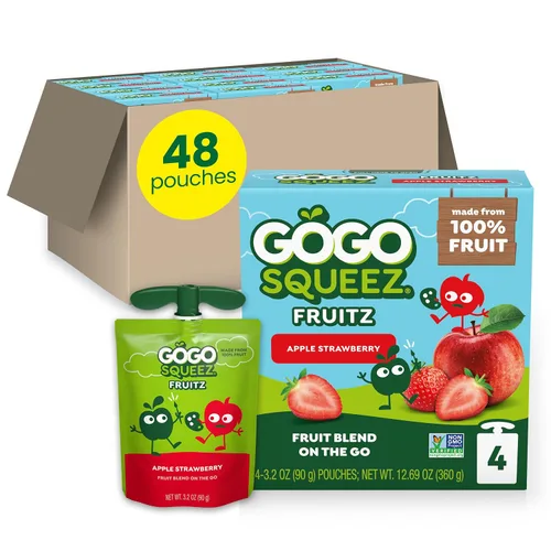 Vista 14 de GoGo squeeZ - Puré de manzana, sin gluten, vegano, puré de manzana sin azúcar, se puede volver a cerrar, bolsas sin BPA