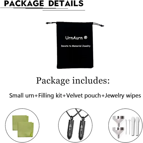 Vista 7 de 123 Pack Urn Necklace for Ashes for Women Men Cylinder Urn Locket Bullet Cremation Jewelry Fish Necklace for Ashes CZ Bar Cremation Jewlery for