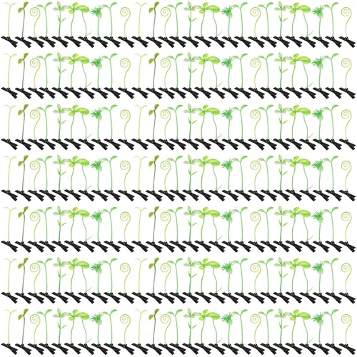 Vista 15 de Tigeen - 100 piezas de pinzas para el cabello con diseño de brotes de judías, divertidas horquillas de plantas, flores de césped, mariposas, hongos