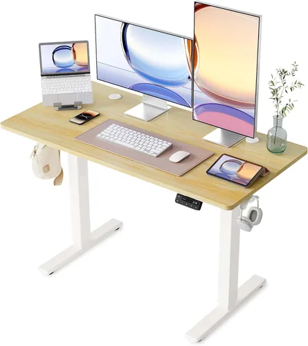 Vista 11 de YIHAYO Escritorio eléctrico de pie, escritorio de pie de 48 x 24 pulgadas con tablero de empalme, escritorio de pie para sentarse, mesa de Marco