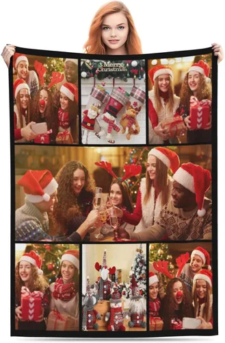 Vista 15 de Manta personalizada con fotos, texto, manta personalizada de franela para regalos de cumpleaños de adultos y niños, bodas, Navidad, Halloween, Día