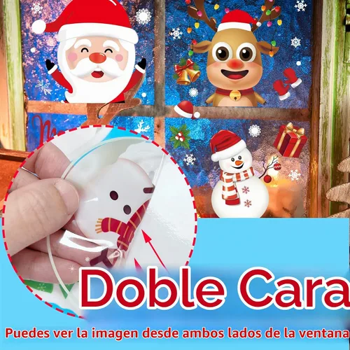 Vista 3 de Calcomanías de Navidad para ventana, de doble cara, copos de nieve, calcomanías para ventana de vidrio, Navidad, vacaciones, hogar, oficina, escuela