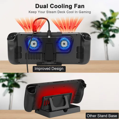 Vista 3 de Steam Deck Cooling Fan,Uxilep Portable Stand Dock and Dual Cooling Fan Compatible with Steam DeckNintendo SwitchOLED,Steam Deck Dock Cooler,Steam