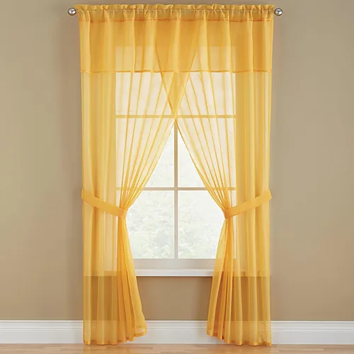 Vista 13 de BrylaneHome BH Studio - Juego de cortinas de gasa transparente de 5 piezas, 60 pulgadas de ancho y 63 pulgadas de largo, hojas de otoño