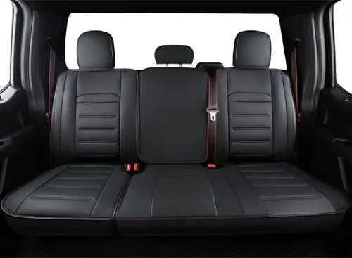 Vista 11 de LUCKYMAN CLUB Fundas de asiento de piel sintética para F150, compatibles con F150 SuperCrew 2015-2024, y F250 F350 F450 Super Duty Crew Cab Negro