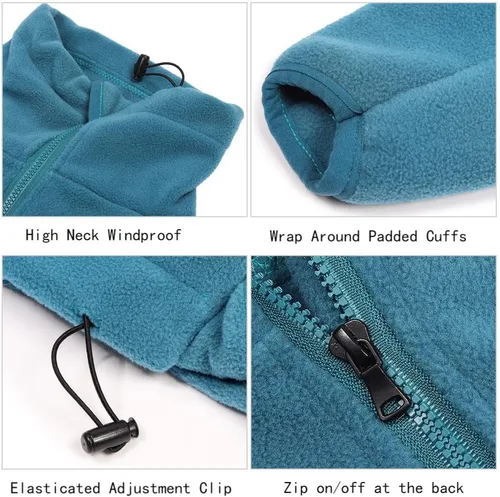 Vista 4 de Perro Pajamast - Mameluco cálido a prueba de viento Fitwarm de forro polar suave, talla XS, color verde turquesa