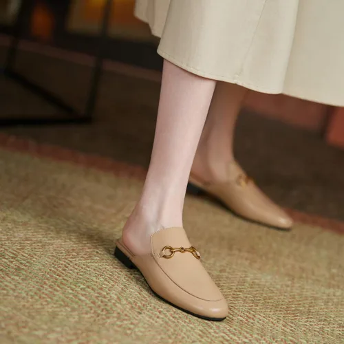 Vista 4 de Arqa - Mocasines de cuero para mujeres, sin cordones, sin respaldo, de tacón bajo, para deslizar el pie