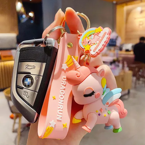 Vista 4 de BEXOA Lindo llavero kawaii anime, accesorios de unicornio para bolso de mano, llavero de dibujos animados para niños, niñas y mujeres