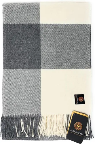 Vista 5 de Alpaca Home Manta de alpaca Cheeky Checks 100% lana de alpaca bebé 6.6 pies de largo x 4.25 pies de ancho hipoalergénica, suave y acogedora
