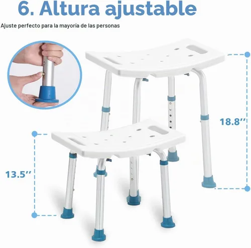 Vista 5 de Silla de ducha FSA/HSA elegible para ducha interior, taburete de ducha para interior de bañera, asiento de ducha de montaje sin herramientas