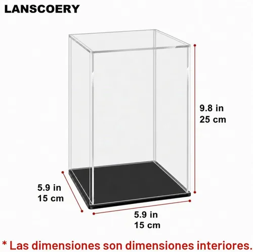 Vista 6 de LANSCOERY Vitrina acrílica para estatuas, 5.9x5.9x9.8 in Negro