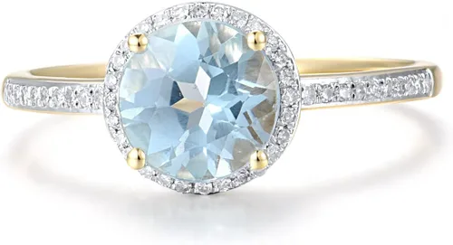Vista 2 de Santuzza Anillo de oro macizo de 10 quilates con piedras preciosas solitarias para mujer