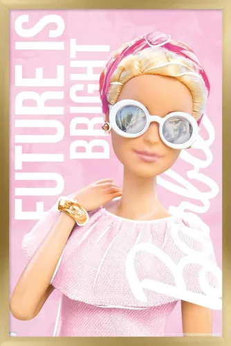 Vista 14 de Mattel Barbie - Póster de pared Future is Bright, 22.4 pulgadas de largo x 14.7 pulgadas de ancho, versión enmarcada de madera de granero