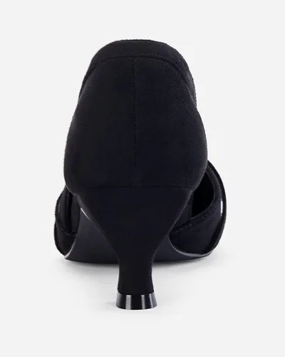 Vista 6 de Coutgo Zapatos de tacón bajo para mujer, zapatos de vestir, sandalias recortadas, punta cuadrada, perlas, joyería para fiesta, boda