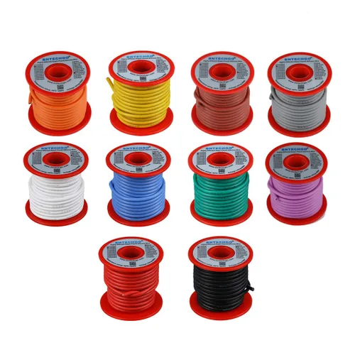 Vista 10 de BNTECHGO Carrete de alambre de silicona calibre 14 20 pies rojo y 20 pies negro flexible 14 AWG alambre de cobre estañado trenzado