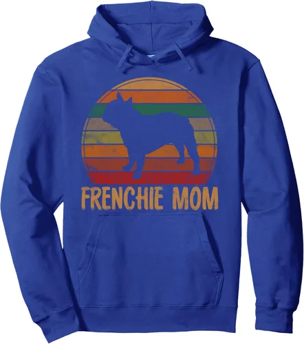 Vista 4 de Sudadera con capucha retro de Bulldog Francés para mamá, Negro