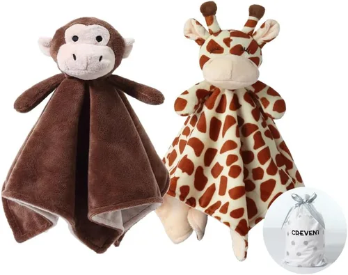 Vista 13 de CREVENT Mantas de bebé suaves y acogedoras para niños y niñas + manta de seguridad, juego con una bolsa de regalo esenciales para recién nacidos Gris