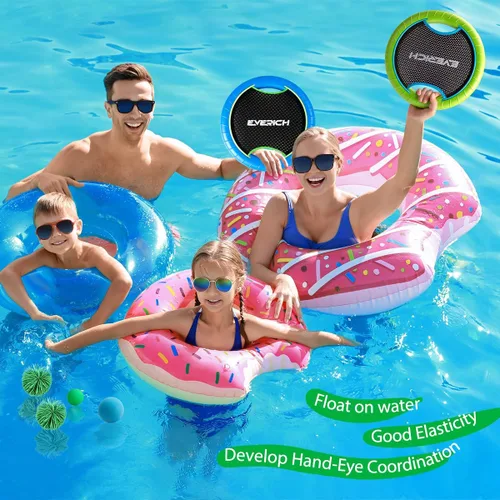 Vista 5 de Juego de Pelota con Raqueta de Trampolín con 2 Raquetas Rebotadoras y 4 Pelotas - Diseño de Espuma Suave para que los Niños Jueguen en Interiores
