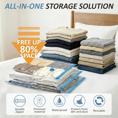 Vista 2 de Cozy Essential Vacuum Storage Bags, 80% Compression Vacuum Seal Space Saver Plastic Packaging Bags for Clothes, Blankets, Pillow, Bedding