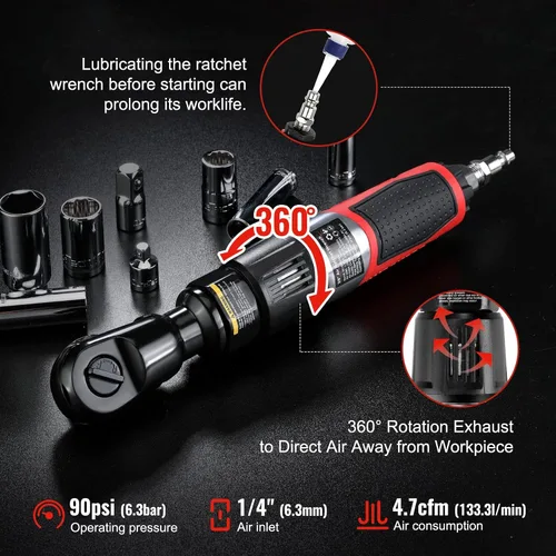 Vista 8 de DURATECH Juego de llaves de vaso de impacto de estrella externas de 14 piezas y llave de trinquete neumática WORKPRO de 3/8 pulgadas