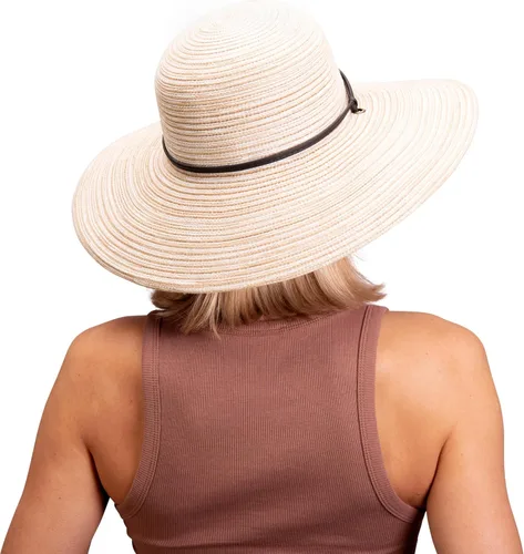 Vista 5 de Sloggers Sombrero de sol trenzado de ala ancha para mujer con cordón de viento, protección solar máxima UPF 50+ Piedra