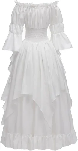 Vista 2 de Abaowedding Vestido de bruja gótica medieval renacentista para mujer, vestido victoriano
