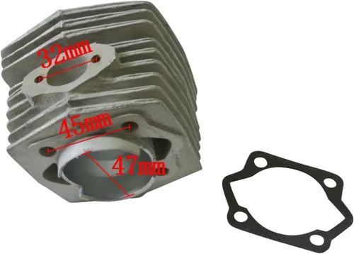 Vista 5 de Kit de Pistón de Cabeza Cilíndrica de 47mm (1.85in) con Carburador para Bicicleta Motorizada de 66cc 80cc, Motor de 2 Tiempos