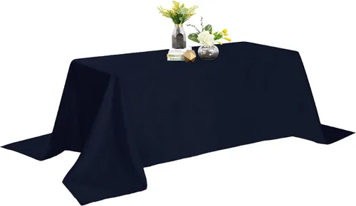 Vista 34 de Mantel de poliéster lavable de 132 pulgadas, resistente a las manchas y a las arrugas, mantel decorativo para mesa de comedor, fiestas de bufé